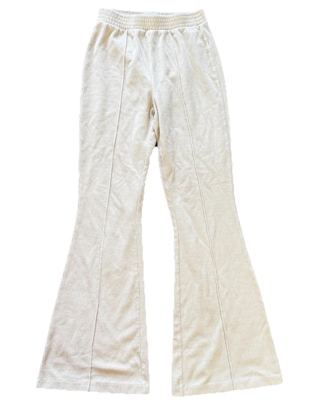 Aerie Cream Ribbed Velvet Flare Pants Soft Girl Lounge Boho Size Small